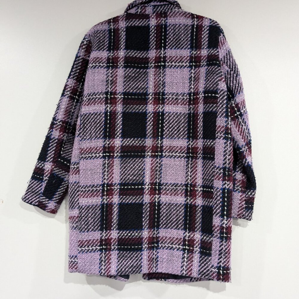Joe Fresh Plaid Pea Coat Mauve Purple Size Medium - Picture 4 of 4